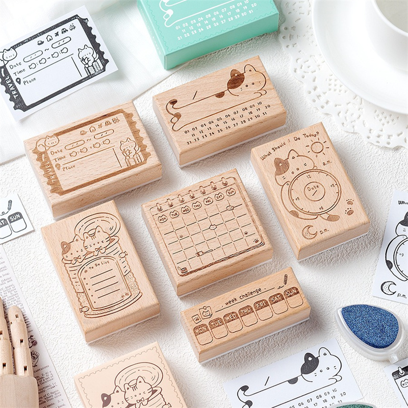 Rubber Date Stamp - Sello de Goma de Madera con